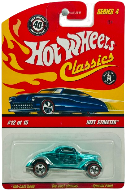 Hot Wheels 2008 - Classics Series 4 # 12/15 - Neet Streeter - Spectraflame Aqua - Red Line 5 Spoke - Metal/Metal