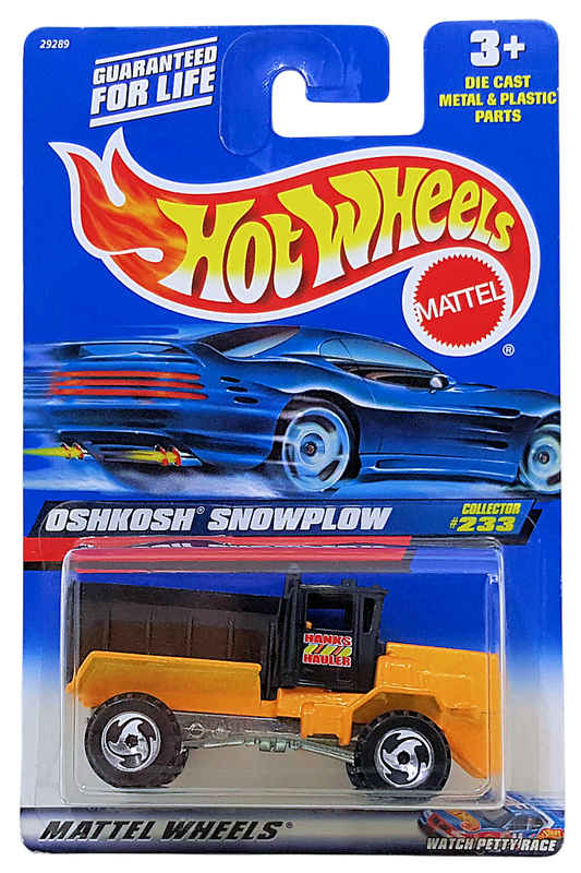 Hot Wheels 2000 - Collector # 233 - Oshkosh Snowplow - Dark Yellow - Metal Base - USA 'Square' Card