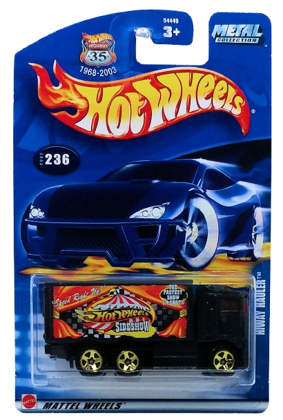 Hot Wheels 2002 - Collector # 236/240 - Hiway Hauler - Black / Circus Sideshow - USA 1968-2003 Anniversary Card