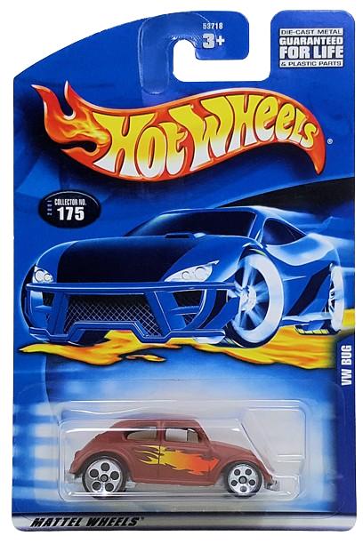 Hot Wheels 2001 - Collector # 175/240 - VW BUG (Volkswagen Beetle) - Flat Brown - 5 Hole (5DOT) Wheels - USA Card