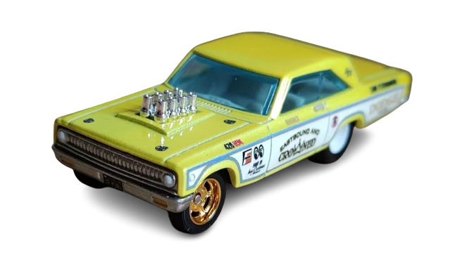 Hot Wheels 2023 - Premium / Car Culture / 2-Pack - Classic Muscle - '63 Plymouth Belvedere 426 Wedge & '65 Dodge Coronet - White, Red and Blue / Yellow - Metal/Metal & Real Riders