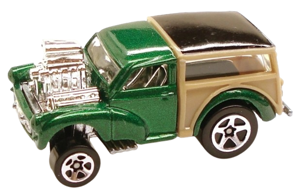 Hot Wheels 2002 - Collector # 182/240 - Morris Wagon - Metallic Green - USA 'Race & Win' Card