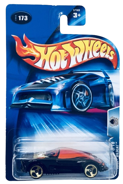 Hot Wheels 2003 - Collector # 173/220 - Track Aces 8/10 - Buick Wildcat - Black / Orange Window - Gold 3 Spokes - USA '04 Card