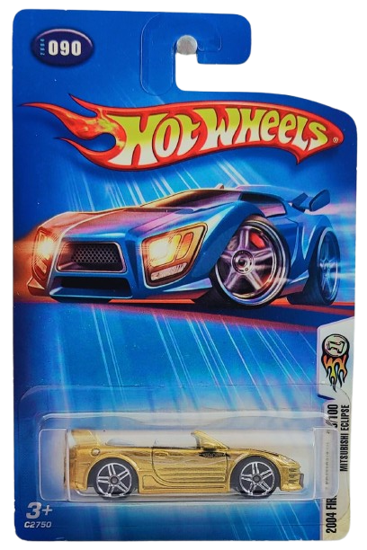Hot Wheels 2004 - Collector # 090/212 - First Editions 90/100 - Mitsubishi Eclipse - Gold - PR5 Wheels - USA '05 Card