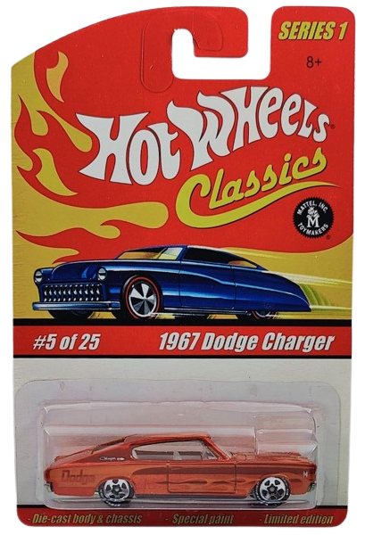 Hot Wheels 2005 - Classics Series 1 # 05/25 - 1967 Dodge Charger - Spectraflame Orange - 5 Spokes on Good Year Tires - Translucent Interior - Metal/Metal - Special Paint - Limited Edition