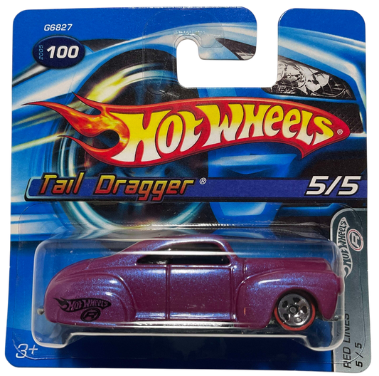 Hot Wheels 2005 - Collector # 100/183 - Red Lines 5/5 - Tail Dragger - Pearl Magenta - Red Lines on 5 Spokes - China - Short Card
