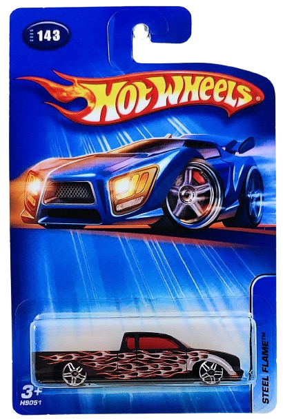 Hot Wheels 2005 - Collector # 143/183 - Steel Flame - Flat Black - PR5 Wheels - USA Card