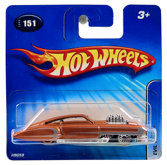 Hot Wheels 2005 - Collector # 151/183 - Evil Twin (Customized Cadillac) - Metalflake Copper - Lace Wheels - International '05 Short Card