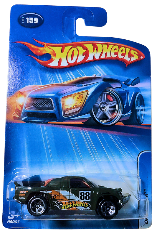 Hot Wheels 2005 - Collector # 159/183 - Off Track - Olive Green - 5 Spokes - NO 'Jerry' Tampo - USA '05 Card