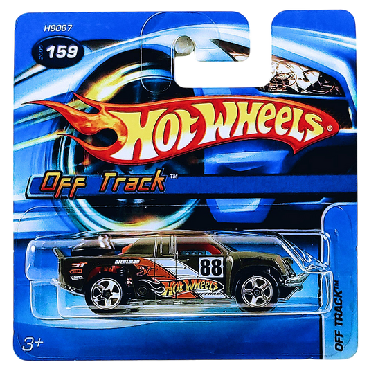 Hot Wheels 2005 - Collector # 159/183 - Off Track - Olive Green - 5 Spokes - NO 'Jerry' Tampo - '06 International Short Card