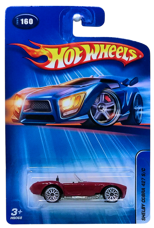 Hot Wheels 2005 - Collector # 160/183 - Shelby Cobra 427 S/C - Red / White Racing Stripes / #29 - Lace Wheels - Opening Hood - Metal/Metal - USA '05 Card