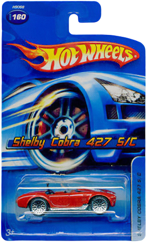 Hot Wheels 2005 - Collector # 160/183 - Shelby Cobra 427 S/C - Red / White Racing Stripes / #29 - Lace Wheels - Opening Hood - Metal/Metal - USA '06 Card