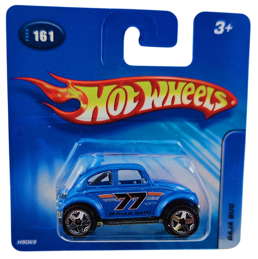 Hot Wheels 2005 - Collector # 161/183 - Baja Bug - Metalflake Blue / #77 / Gray Interior - Short Card '05