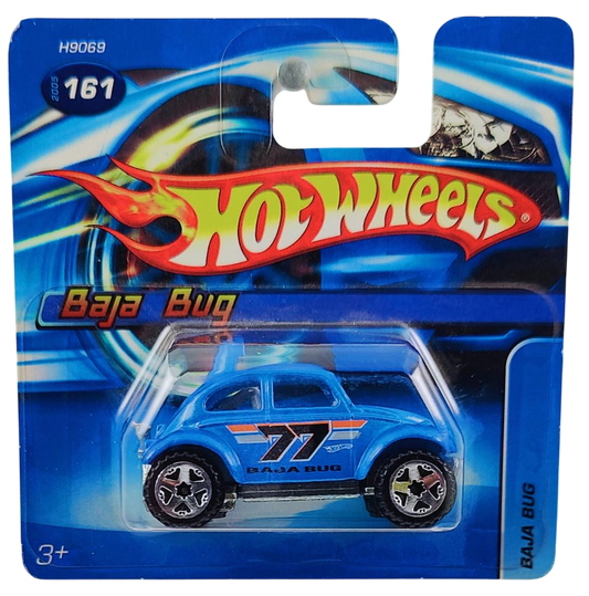 Hot Wheels 2005 - Collector # 161/183 - Baja Bug - Metalflake Blue / #77 / Gray Interior - Short Card '06