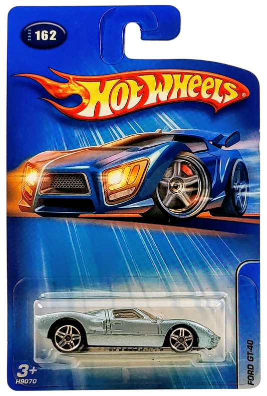 Hot Wheels 2005 - Collector # 162/183 - Ford GT-40 - Metallic Lite Blue / Orange Stripe / #32 - PR5 Wheels - USA '05 Card