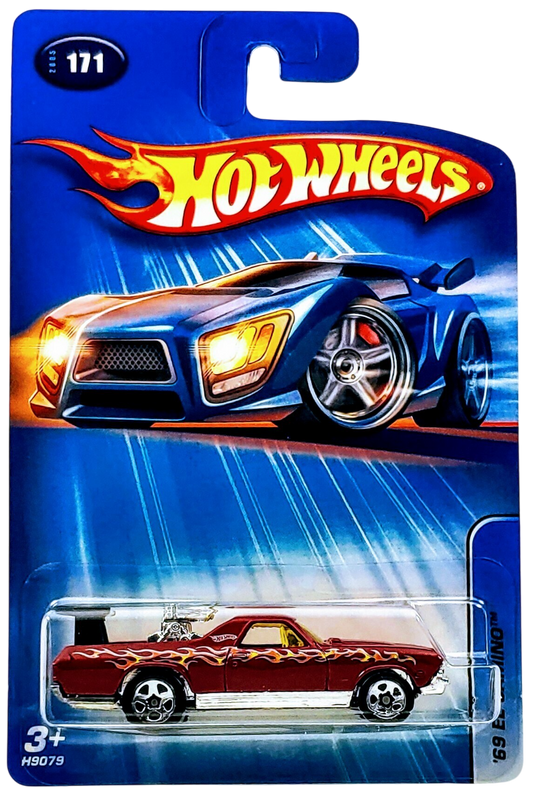 Hot Wheels 2005 - Collector # 171/183 - '69 El Camino - Red - 5 Spoke Wheels - USA '05 Card