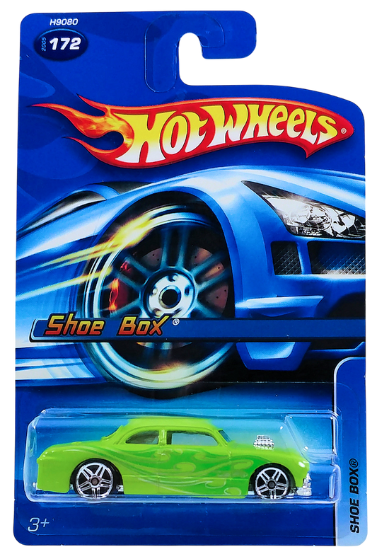 Hot Wheels 2005 - Collector # 172/183 - Shoe Box - Bright Green - PR5 Wheels - USA '06 Card