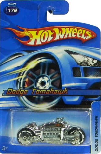 Hot Wheels 2005 - Collector # 176/183 - Dodge Tomahawk (Motorcycle) - Chrome - KMart Exclusive - USA '06 Card