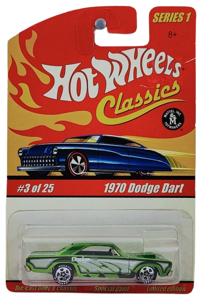 Hot Wheels 2005 - Classics Series 1 # 03/25 - 1968 Dodge Dart - Spectraflame Green - 5 Spokes on Good Year Tires - Metal/Metal - Special Paint - Limited Edition