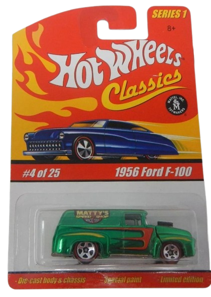 Hot Wheels 2005 - Classics Series 1 # 04/25 - 1956 Ford F-100 - Spectraflame Green - 5 Spokes on Redlines - Metal/Metal - Opening Hood - Special Paint - Limited Edition