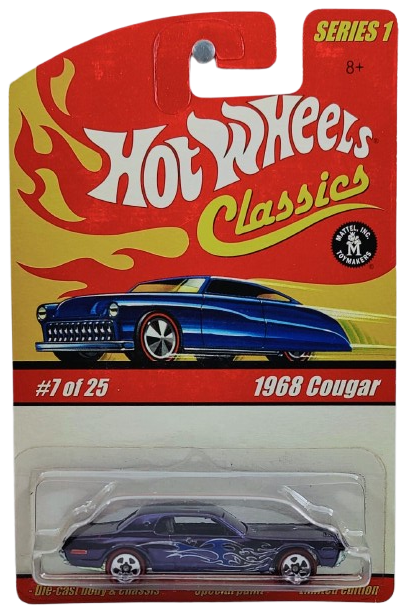 Hot Wheels 2005 - Classics Series 1 # 07/25 - 1968 Cougar - Spectraflame Black - 5 Spokes with Red Lines - Metal/Metal - Special Paint - Limited Edition