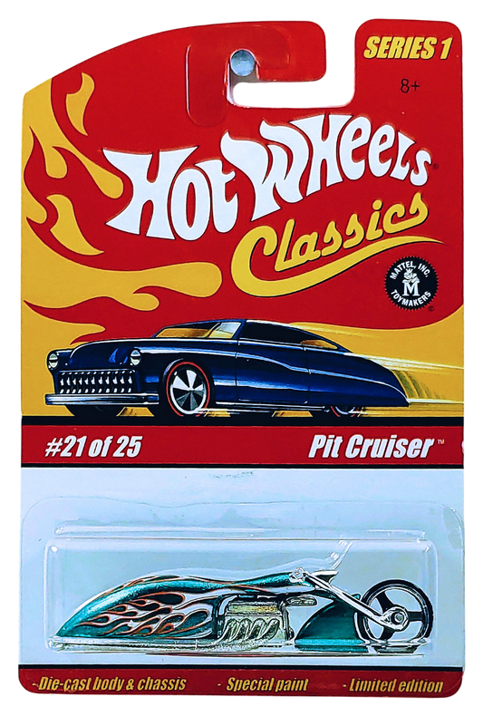 Hot Wheels 2005 - Classics Series 1 # 21/25 - Pit Cruiser - Spectraflame Aqua / Flames - Metal/Metal - Limited Edition