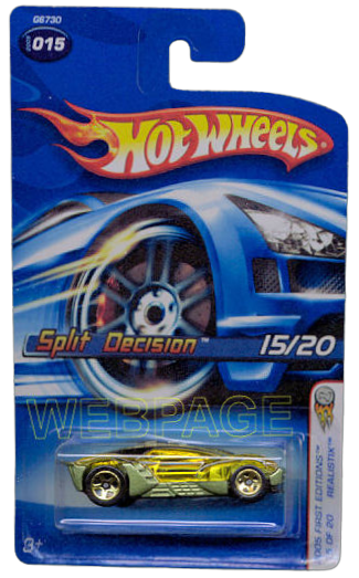Hot Wheels 2005 - Collector # 015/183 - First Editions / Realistix 15/20 - Split Decision - Metallic Green - 5 Spokes Wheels - USA '06 Card