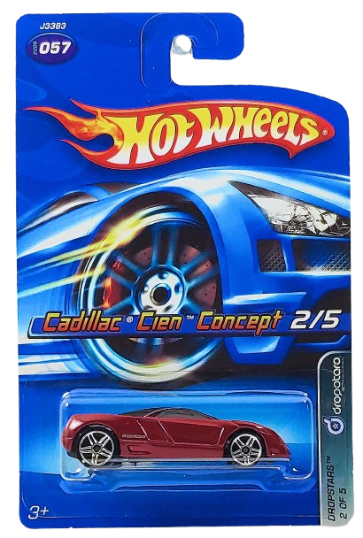 Hot Wheels 2006 - Collector # 057/223 - dropstars 2/5 - Cadillac Cien Concept - Red - PR5 Wheels - USA Card