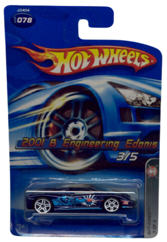 Hot Wheels 2006 - Collector # 078/223 - Spy Force 3/5 - 2001 B Engineering Edonis - Metalflake Dark Blue - White PR5 Wheels - USA Card