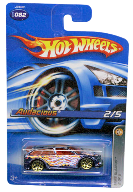 Hot Wheels 2006 - Collector # 082/223 - Bone Blazers 2/5 - Audacious - Dark Blue - Gold Y5 Wheels - USA Card