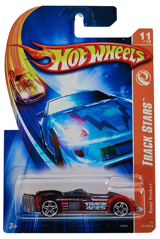 Hot Wheels 2006 - Collector # 121/223 - Track Aces 11/12 - Road Rocket - Red Body - Tinted Canopy - PR5 Wheels - USA Card