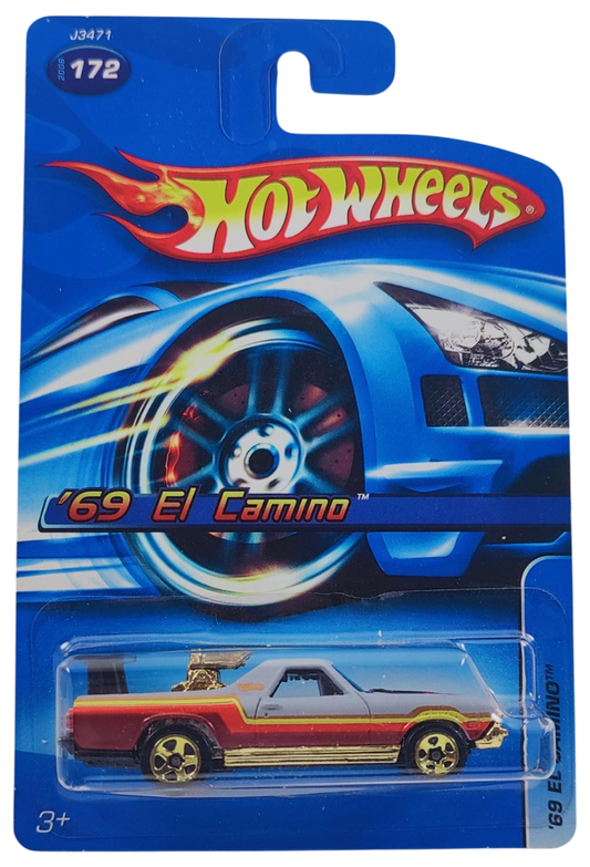 Hot Wheels 2006 - Collector # 172/223 - '69 El Camino - Matte Gray - Gold 5 Spokes - USA '06 Card
