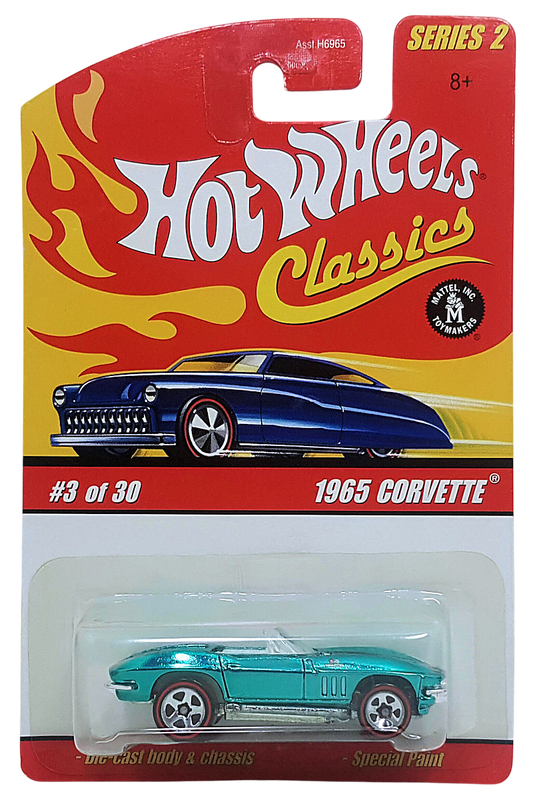 Hot Wheels 2006 - Classics Series 2 # 03/30 - 1965 Corvette - Spectraflame Aqua Blue - Translucent White interior - 5 Spokes with Redline Tires - Metal/Metal - Limited Edition