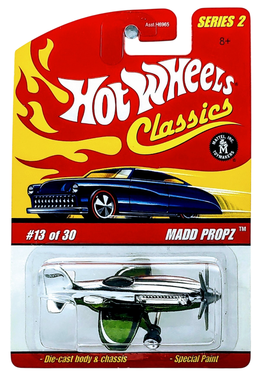 Hot Wheels 2006 - Classics Series 2 # 13/30 - Madd Propz (Airplane) - Spectraflame Olive Green & Chrome - Metal/Metal - Limited Edition