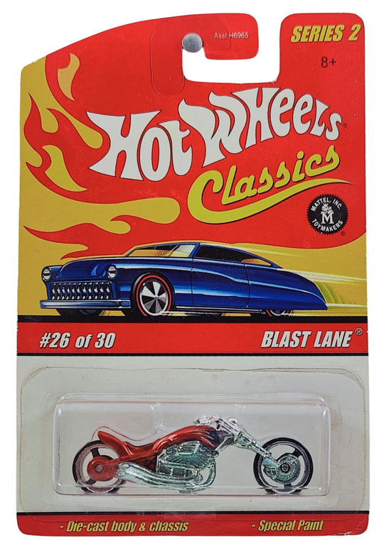 Hot Wheels 2006 - Classics Series 2 # 26/30 - Blast Lane (Chopper, Motorcycle) - Spectraflame Orange - Metal/Metal - Limited Edition