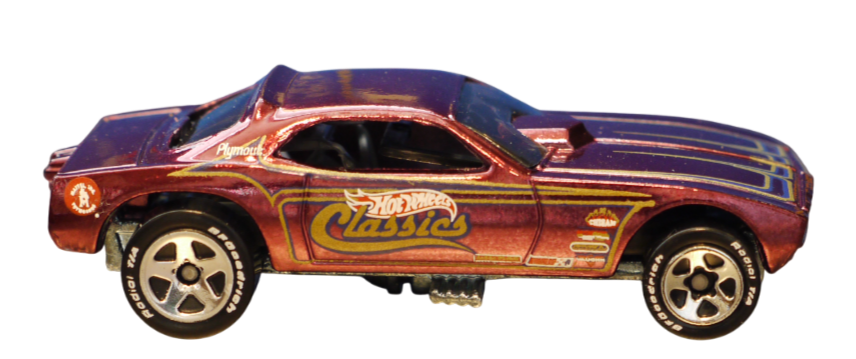 Hot Wheels 2006 - Classics Series 2 # 28/30 - Plymouth Barracuda Funny Car (Snake) - Spectraflame Purple - Metal/Metal - 5 Spokes on BF Goodrich Tires - Body Lifts Up - Limited Edition