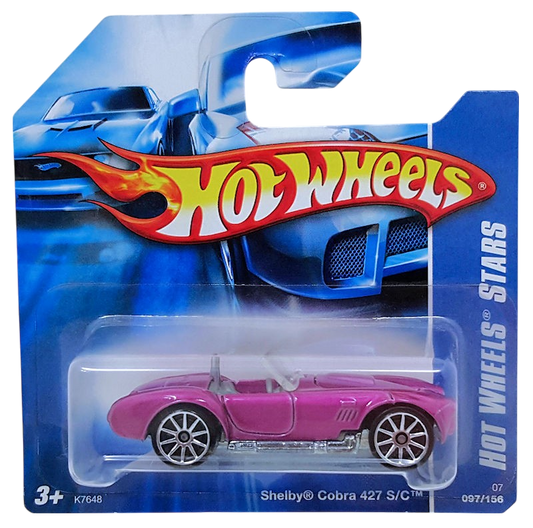 Hot Wheels 2007 - Collector # 097/180 - Code Car 13/24 - Shelby Cobra 427 S/C - Metalflake Purple - Metal Body & Base - 10 Spoke Wheels - Opening Hood - Short Card