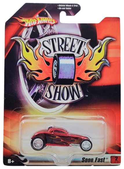 Hot Wheels 2007 - Street Show Series 02/32 - Sooo Fast - Red with Flames - SS5SP Wheels - Walmart Exclusive - Large USA Blister Card