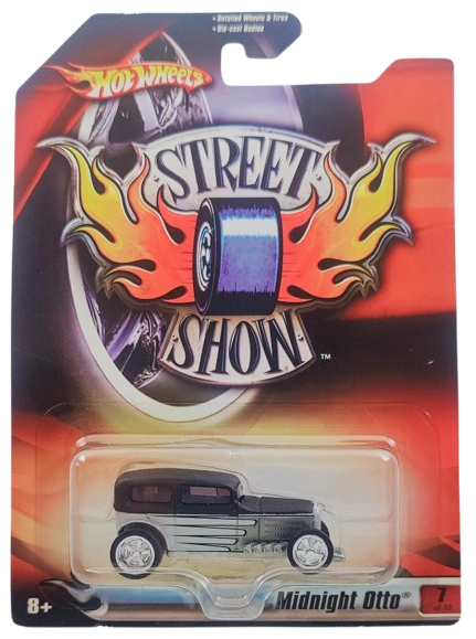 Hot Wheels 2007 - Street Show Series 07/32 - Midnight Otto - Matte Black / Scallops - SS5SP Wheels - Walmart Exclusive - Large USA Blister Card