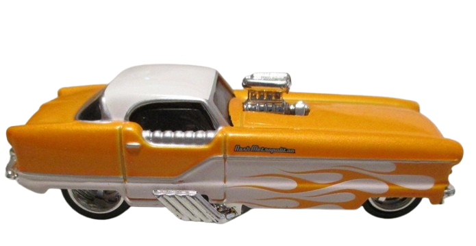 Hot Wheels 2007 - Street Show Series 16/32 - Metrorail Nash Metropolitan - Metalflake Yellow & White with Flames - SS5SP Wheels - Walmart Exclusive - Large USA Blister Card