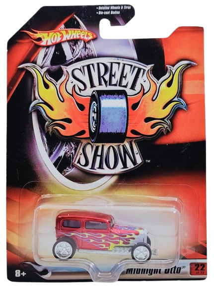 Hot Wheels 2007 - Street Show Series 22/32 - Midnight Otto - Metalflake Red / Flames - SS5SP Wheels - Walmart Exclusive - Large USA Blister Card