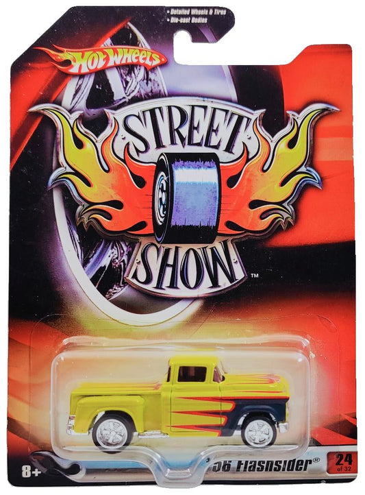 Hot Wheels 2007 - Street Show Series 24/32 - '56 Flashsider - Yellow / Scallops - SS5SP Wheels - Walmart Exclusive - Large USA Blister Card