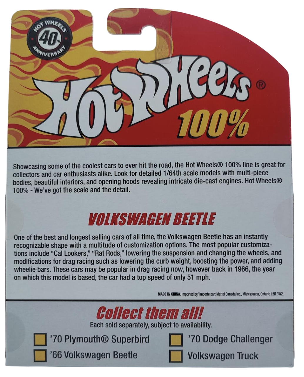 Hot Wheels 2008 - 100% Collectible / 40th Anniversary - '66 Volkswagen Beetle - Pink & White - Rubber Tires - Opening Engine Cover - Extreme Detail - Acrylic Display Box