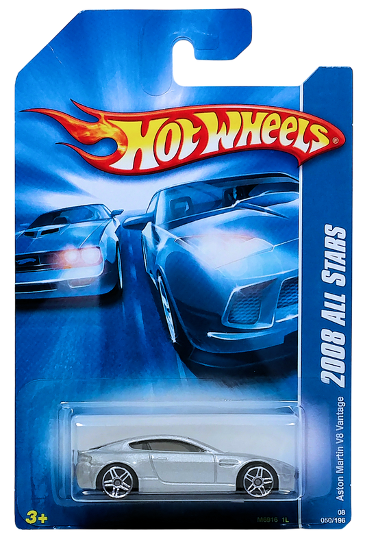 Hot Wheels 2008 - Collector # 050/196 - All Stars - Aston Martin V8 Vantage - Silver - PR5 Wheels - USA Card