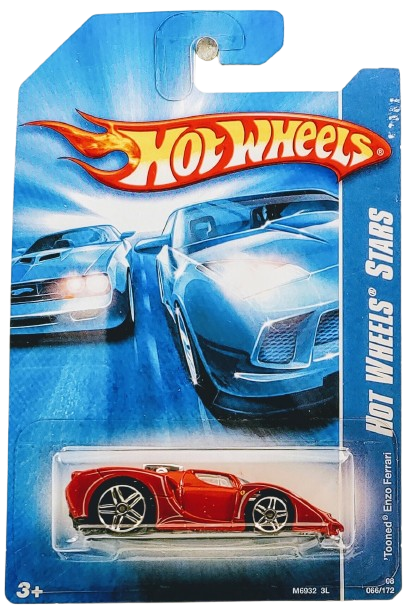 Hot Wheels 2008 - Collector # 066/172 - Hot Wheels Stars 26/36 - 'Tooned Enzo Ferrari - Red - International Card