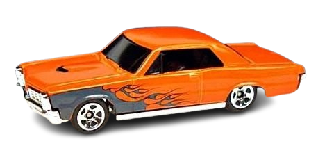 Hot Wheels 2008 - Collector # 070/196 - All Stars 30/36 - 1965 Pontiac GTO - Orange with Flames - USA 'Beckett' Card