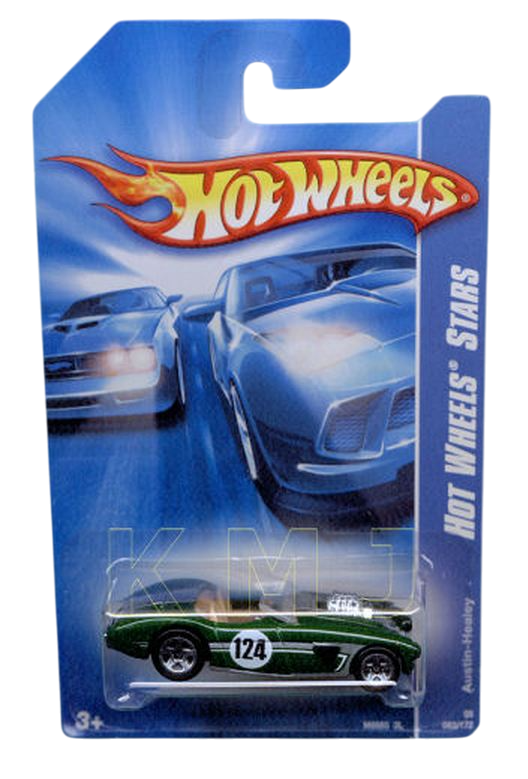Hot Wheels 2008 - Collector # 083/172 - Hot Wheels Stars - Austin-Healey - Dark Green / #124 - 5 Spoke Wheels - International Card