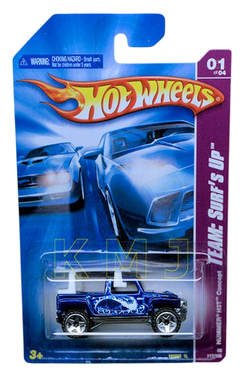Hot Wheels 2008 - Collector # 117/196 - TEAM: Surf's Up - Hummer H3T Concept - Blue / White Surfboard - OR5SP Wheels - USA Card