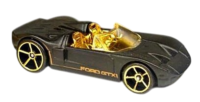 Hot Wheels 2008 - Collector # 141/172 - Ford Racing # 1/4 - Ford GTX1 - Matte Black - Gold OH5SP - International Short Card
