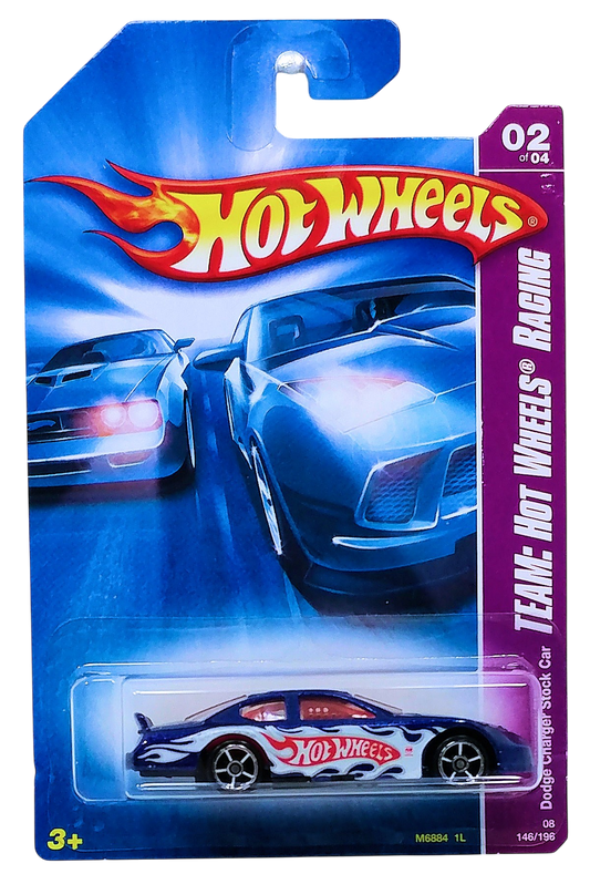 Hot Wheels 2008 - Collector # 146/196 - TEAM: Hot Wheels Racing 2/4 - Dodge Charger Stock Car - Blue / #13 - OH5Sp Wheels - USA Card